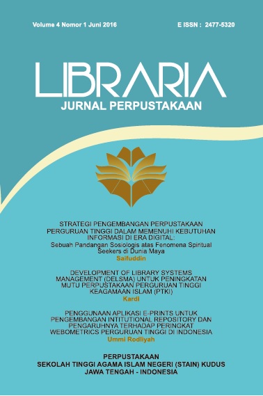 Libraria: Jurnal Perpustakaan