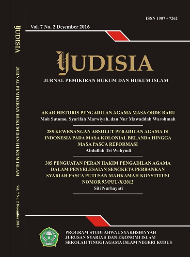 Yudisia : Jurnal Pemikiran Hukum Dan Hukum Islam